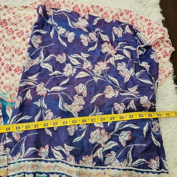 Women's Multicolored Floral Semi Sheer Flowy Long Shawl Kimono Cardigan Sz OSFM - Picture 5 of 7